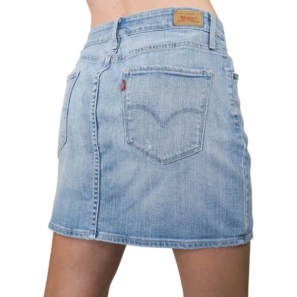 Levis Light Wash Mid Rise Denim Mini Skirt - Picture 1 of 8